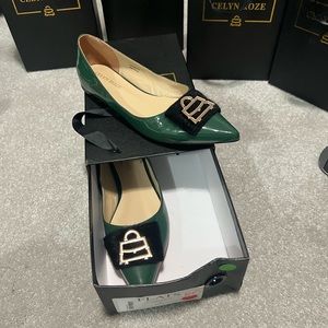 Emerald green CELYN ROZE Signature flats